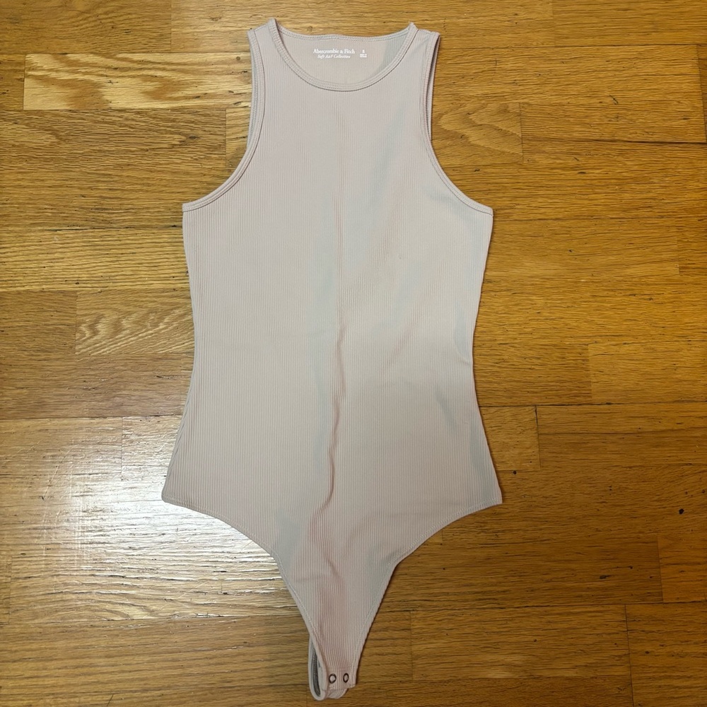 NEW Abercrombie & Fitch Neutral Basics High Neck Preppy Ribbed Bodysuit S